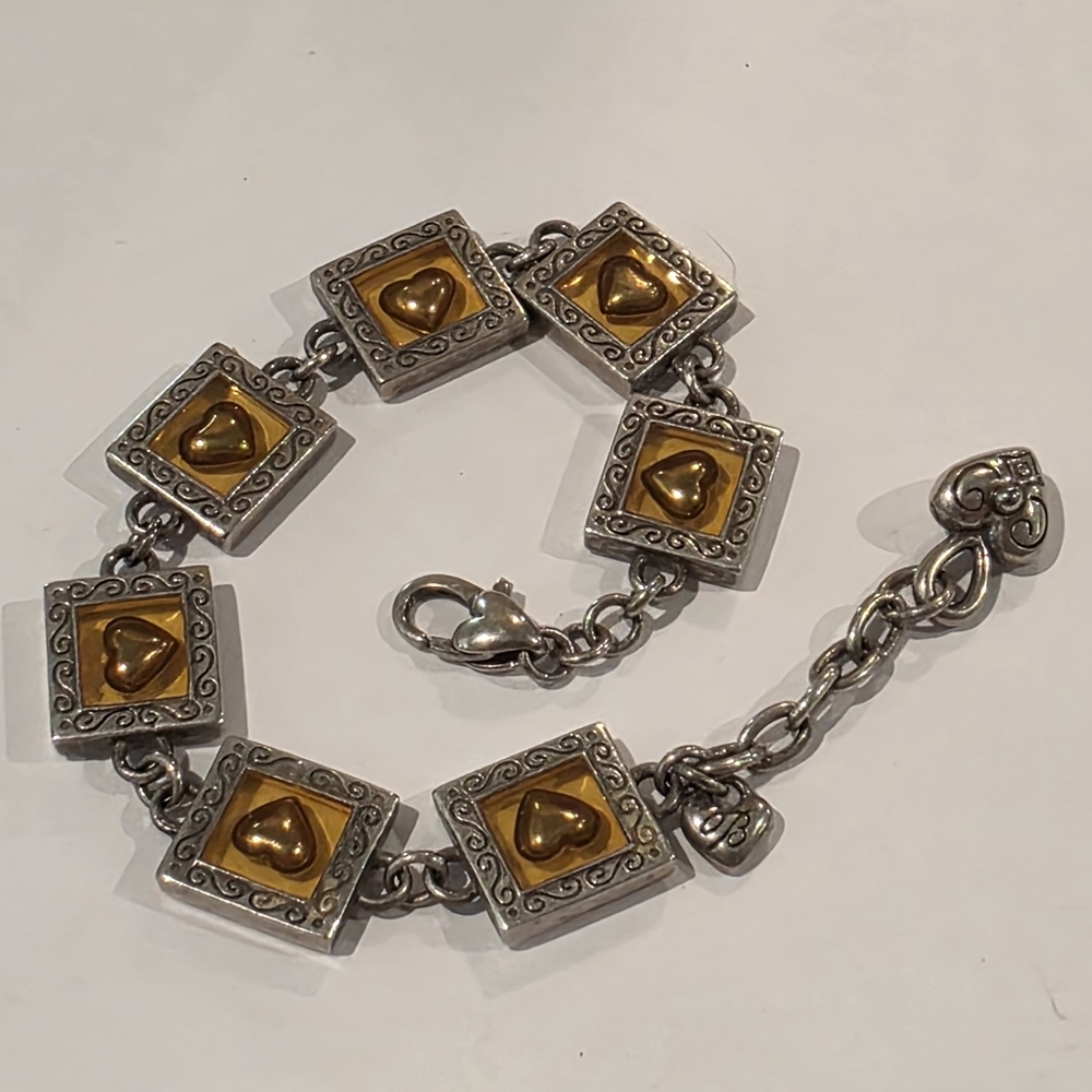 Brighton Square Yellow Floating Heart Silver‎ Bracelet